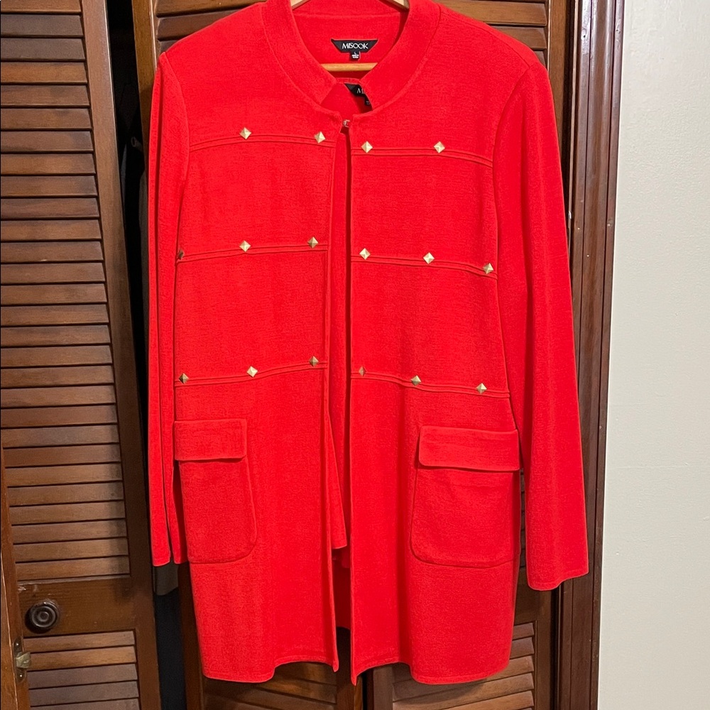 Misook Red Women's Blazer and shell set with Gold Accents
